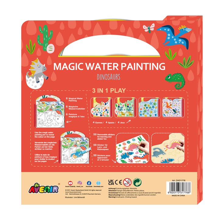 Avenir Magic Water Painting Dinosaur back