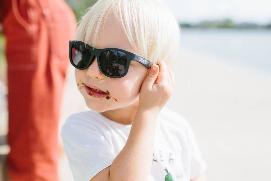 Babiators Jet Black Navigator Sunglasses model blonde