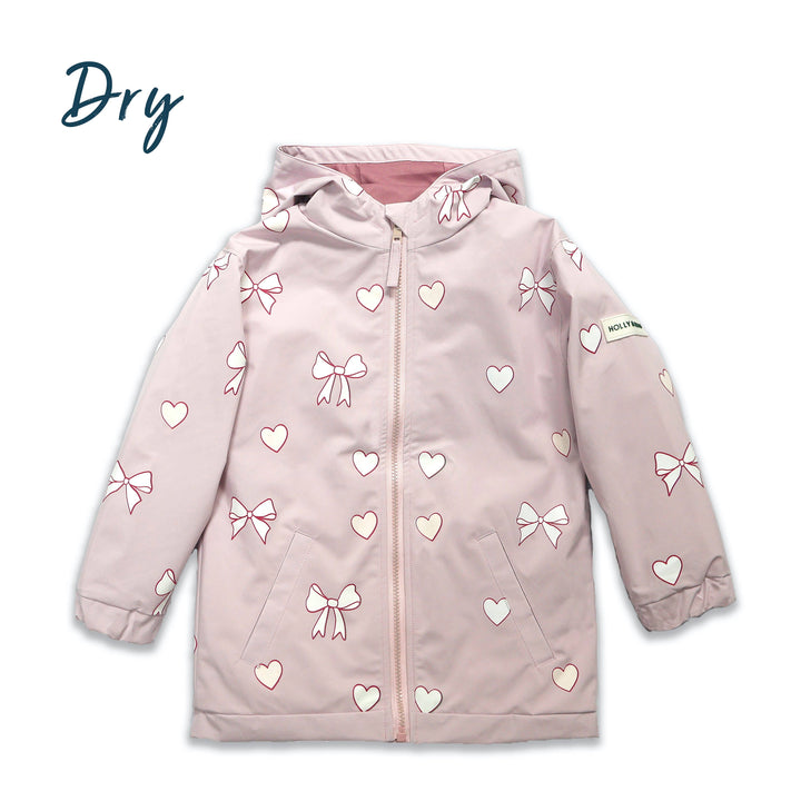 Holly & Beau Hearts & Bows Color Changing Raincoat dry