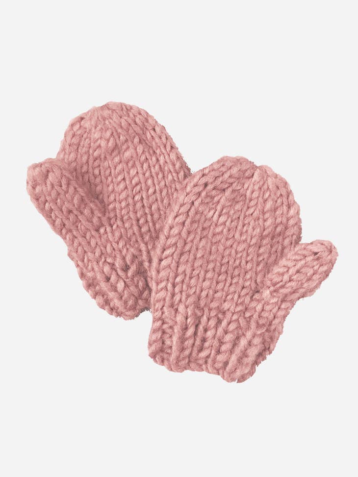 Classic Hand Knit Mittens in Rose