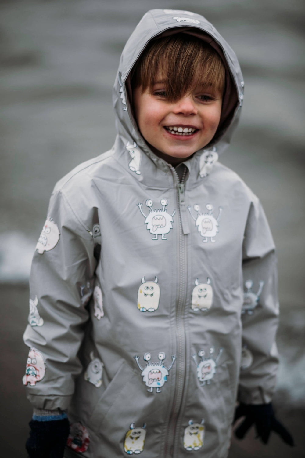 Holly & Beau Monster Color Changing Kids Raincoat model