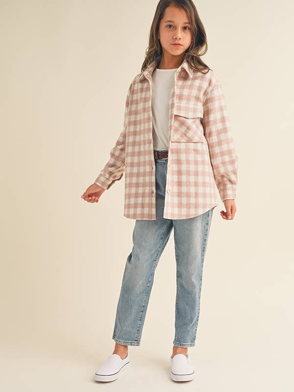 Heart & Arrow Pink Gingham Shirt model too