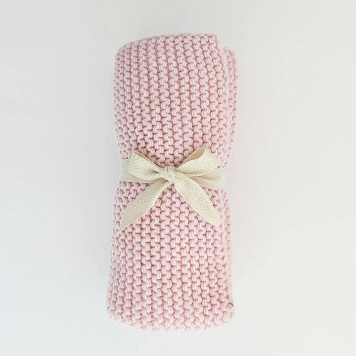 Huggalugs Blush Garter Stitch Knit Blanket Baby