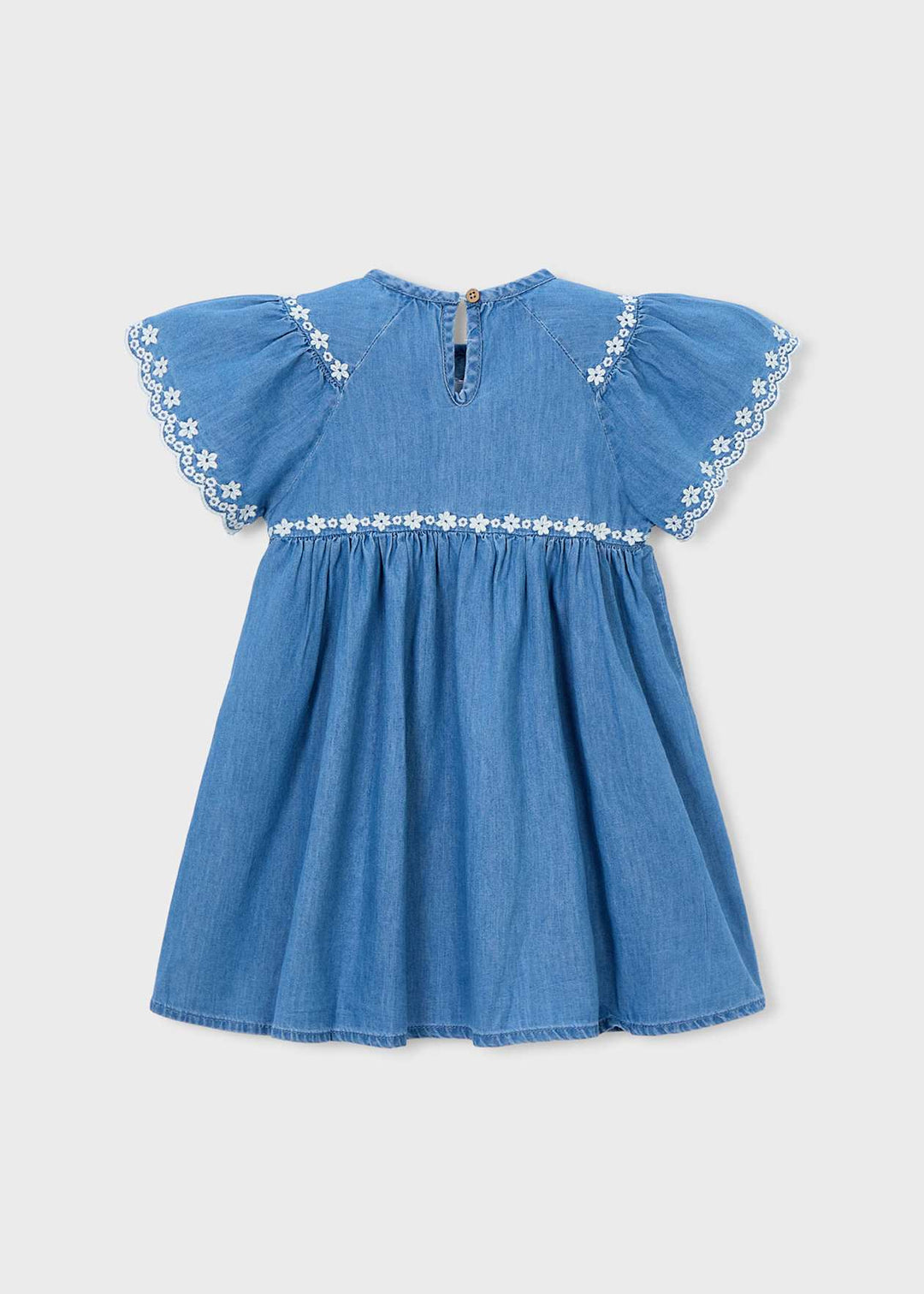Mayoral Embroidered Chambray Dress back