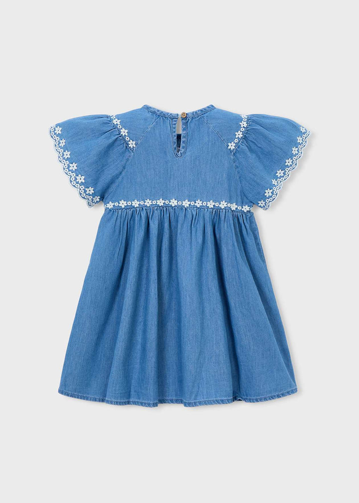 Mayoral Embroidered Chambray Dress back