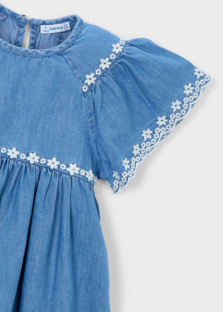 Mayoral Embroidered Chambray Dress detail