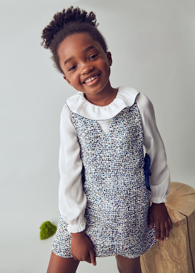 Mayoral Side Bows Pinafore Sparkly Dress model aa