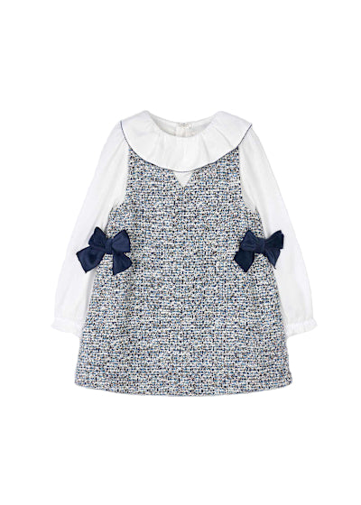 Mayoral Side Bows Pinafore Sparkly Dress