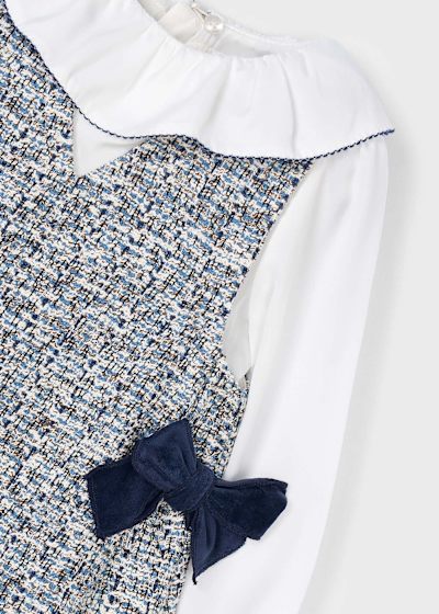 Mayoral Side Bows Pinafore Sparkly Dress detail