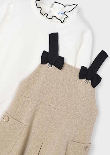Mayoral Black Bows Pinafore Dress close up