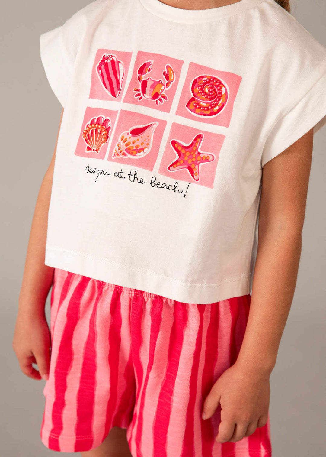 Red & Pink Striped Shorts model