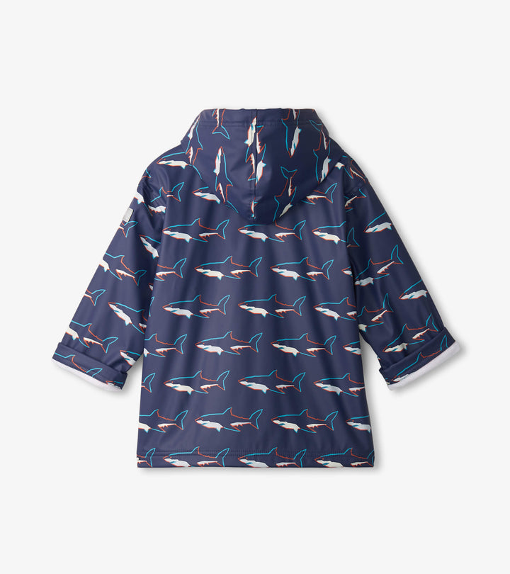 Hatley Color Changing Sharks Rainjacket back