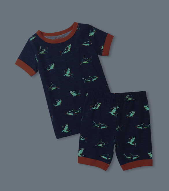 Hatley Glow in the Dark Shark Short Pajamas glow