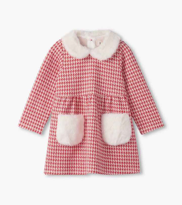 Hatley Houndstooth Fun Fur Trim Dress