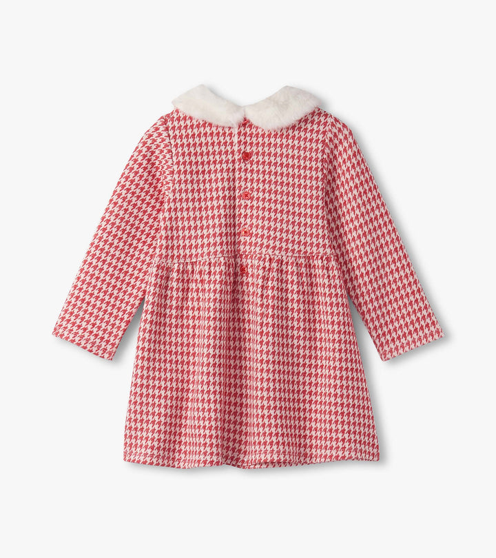 Hatley Houndstooth Fun Fur Trim Dress back