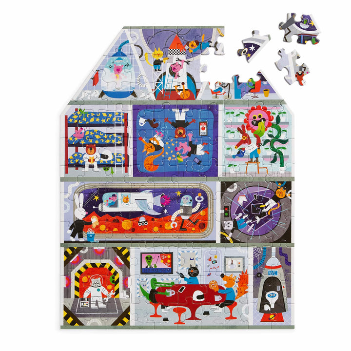 Mudpuppy House on Mars 75pc Shaped Puzzle  pieces