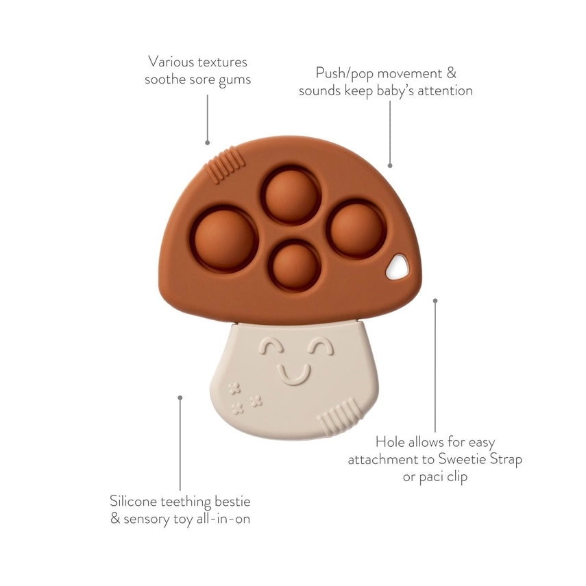 Itzy Ritzy Itzy Pop Sensory Popper Mushroom features