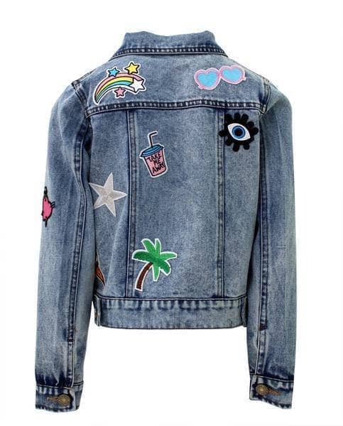 Lola + The Boys All About The Patch Crop Denim Jacket back