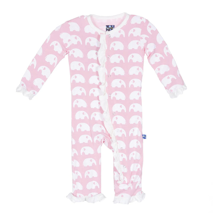 Kickee Pants Lotus Elephant Ruffle Coverall