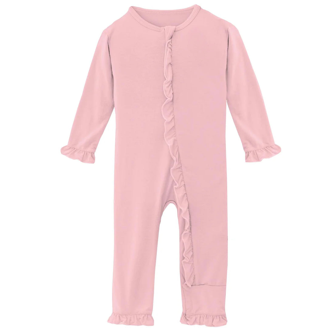 KIckee Pants Lotus Solid Ruffle Muffin Zip Coveralls