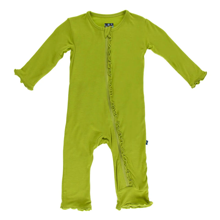 Solid Muffin Ruffle Coverall in Meadow