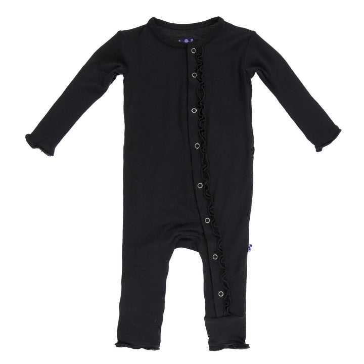 Solid Muffin Ruffle Coverall in Midnight