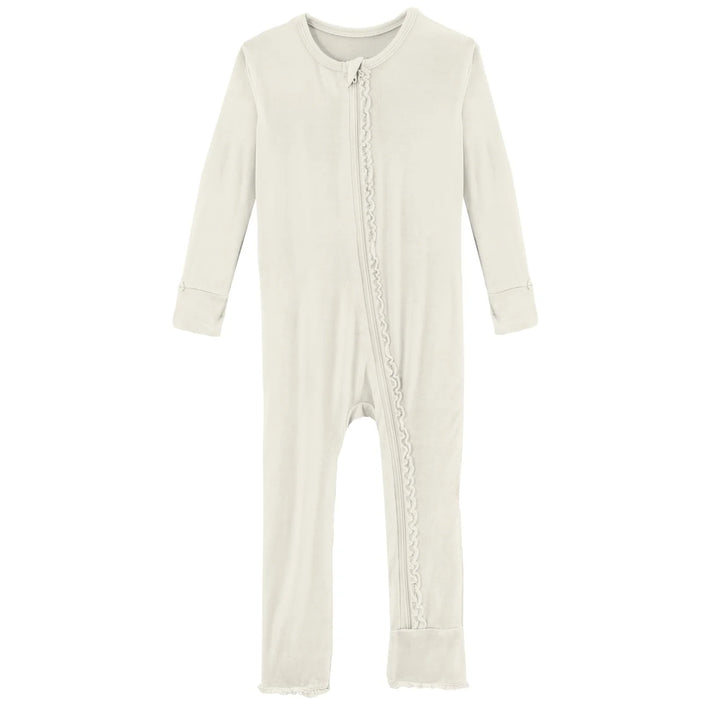 Kickee Pants Natural Solid Ruffle Ruffle Kid Coveralls