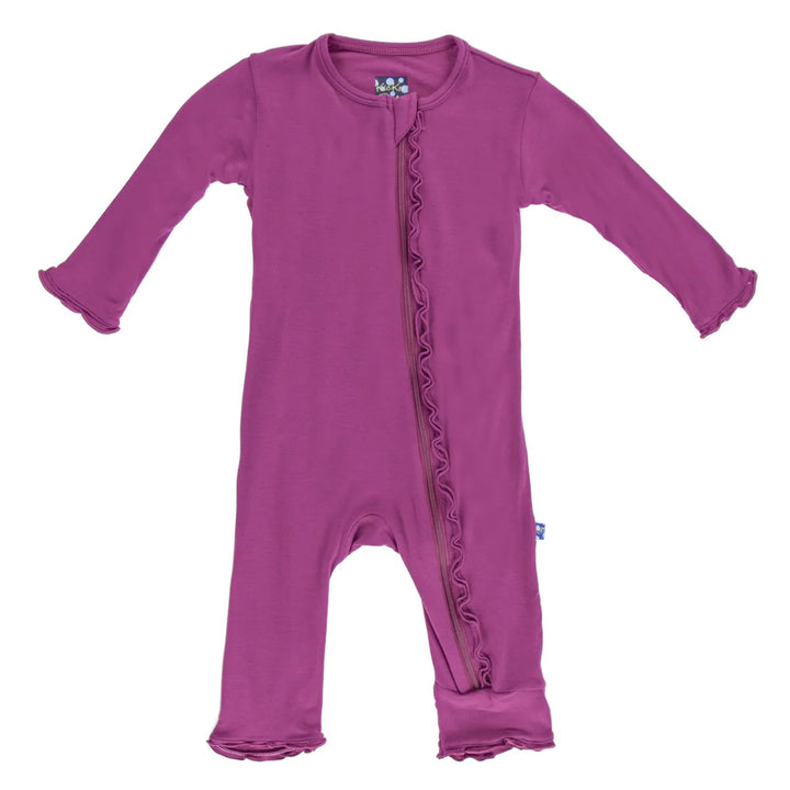 Kickee Pants Orchid Solid Ruffle Kid Ruffle Coveralls