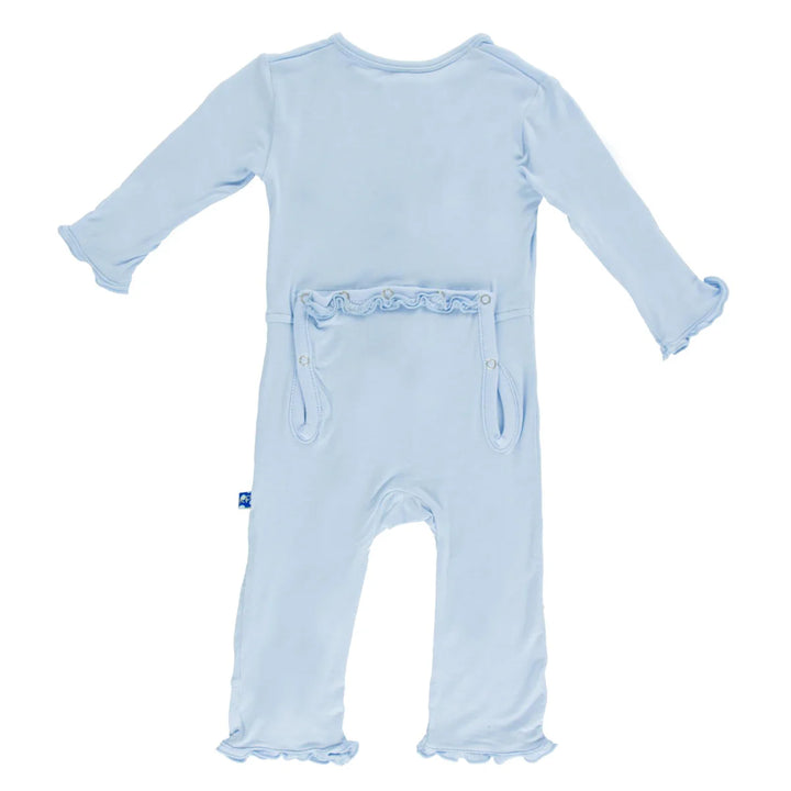 Kickee Pants Ruffle Coveralls in Pond back