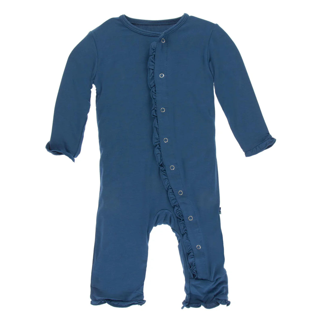 Kickee Pants Twilight Solid Ruffle Coverall