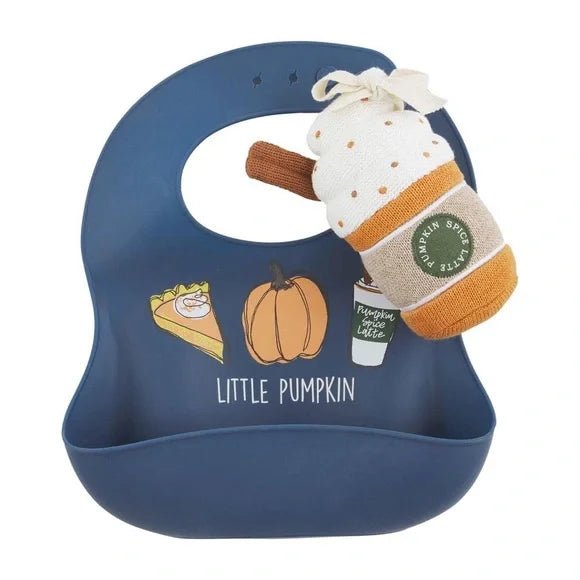 Little Pumpkin Bib & Rattle Set
