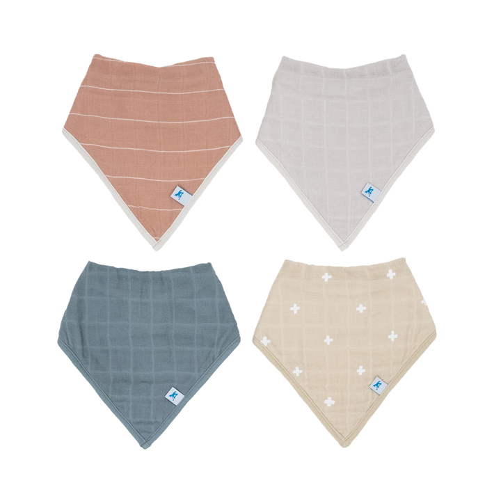 Little Unicorn Mauve Stripe Bandana Bib 4 Pack