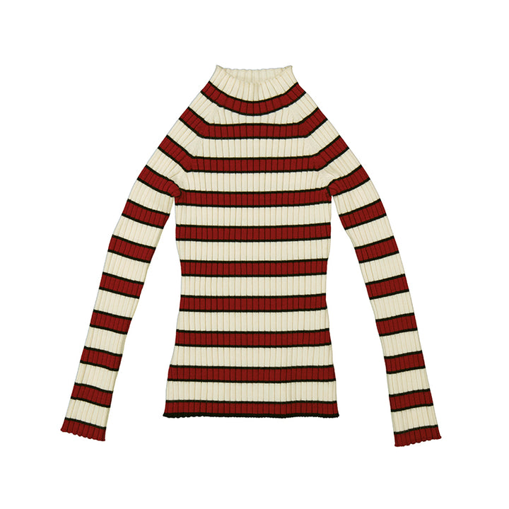 Striped Mock Ribbed Turtleneck