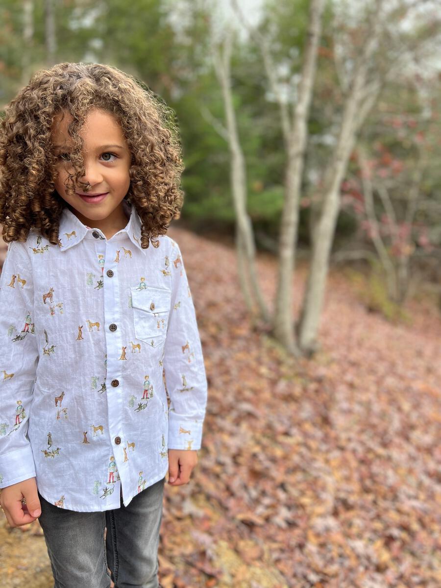Me & Henry Henry Long Sleeve Shirt model curls