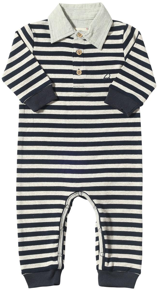 Me & Henry Kingston Polo Romper in Navy Beige