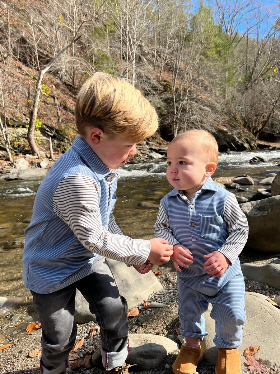 Me & Henry Arlington Polo Romper model brothers