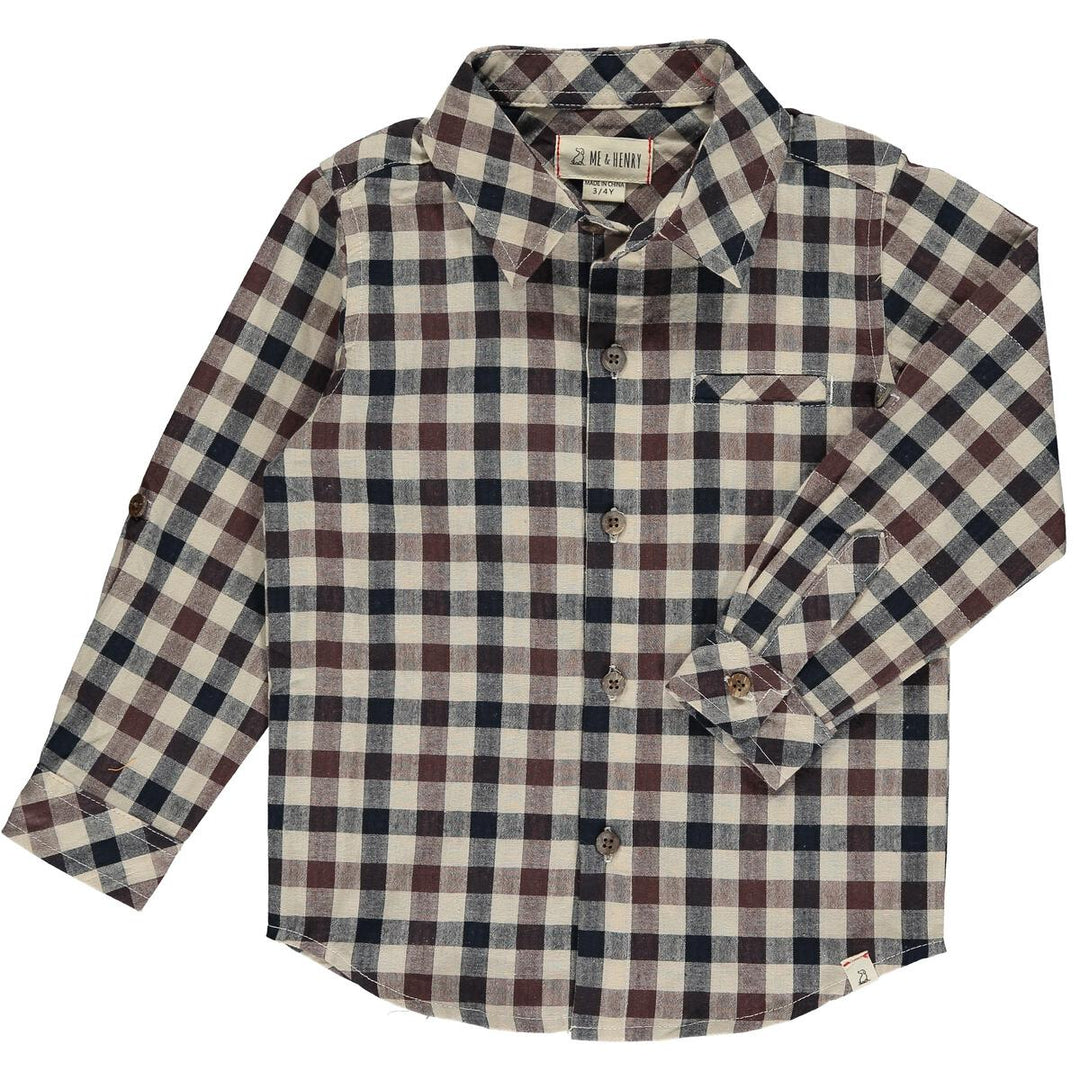 Me & Henry Atwood Shirt in Navy Cream Plaid