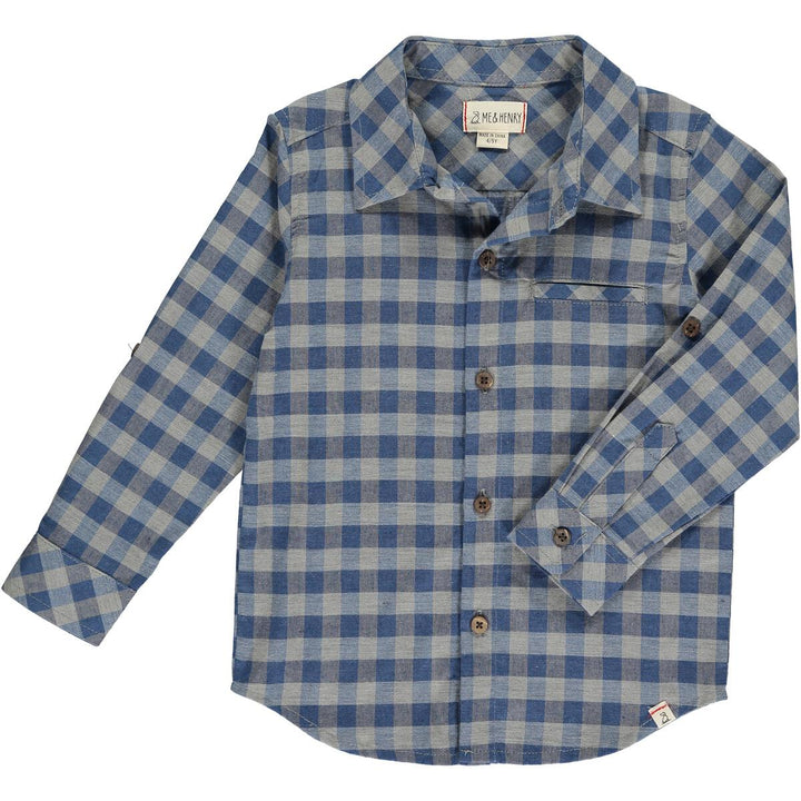 Me & Henry Atwood Blue Gray Plaid Shirt