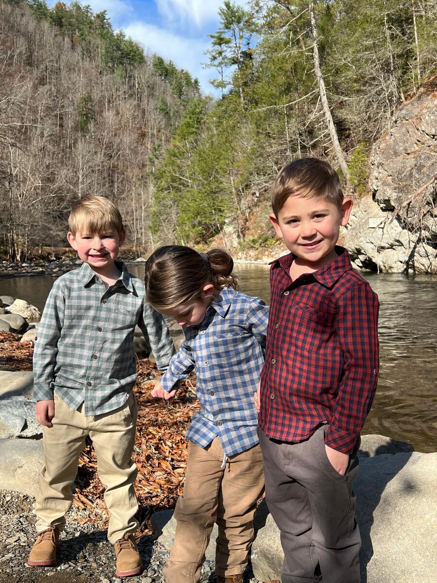 Me & Henry Atwood Blue Gray Plaid Shirt models