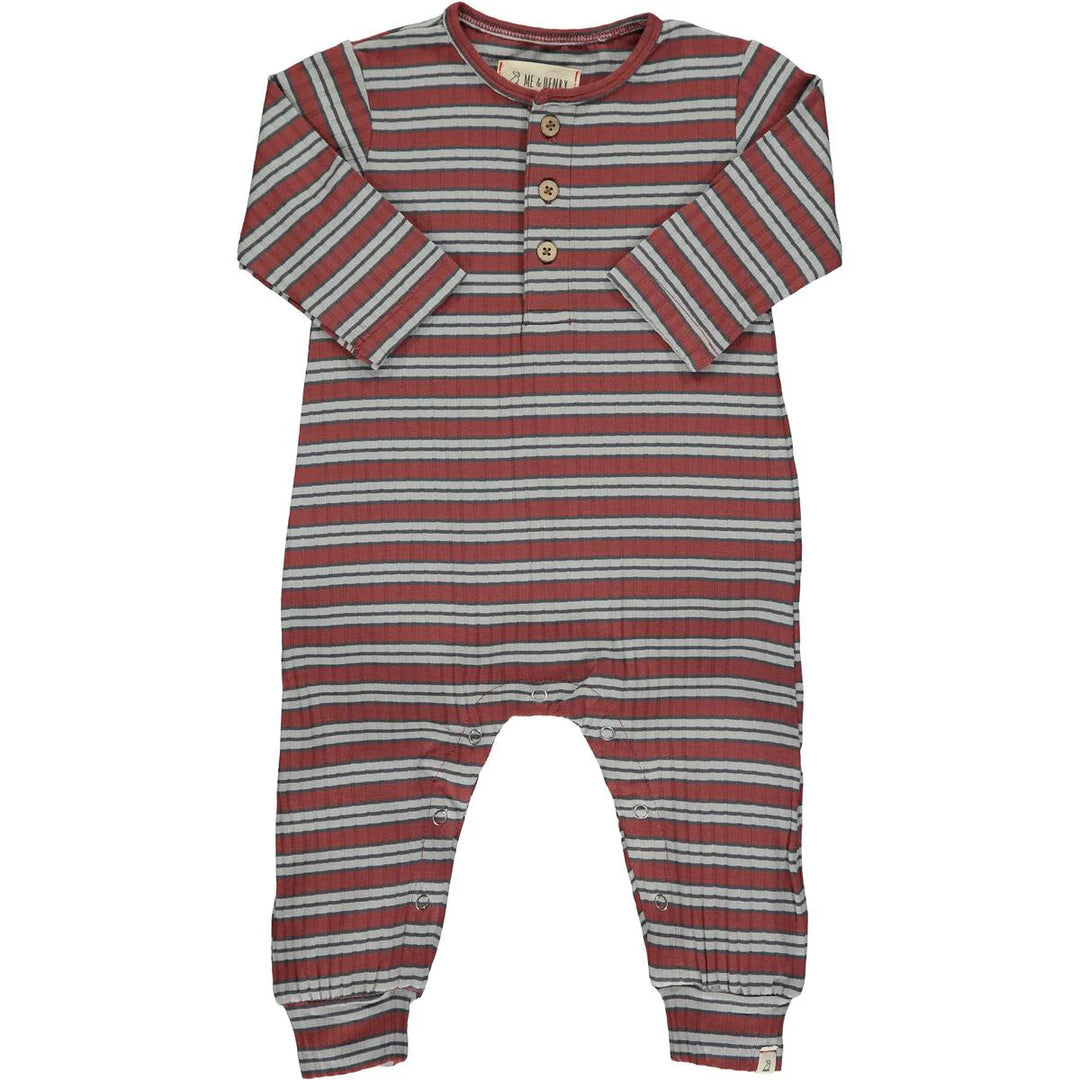 Me & Henry Mason Rib Romper in Burgundy