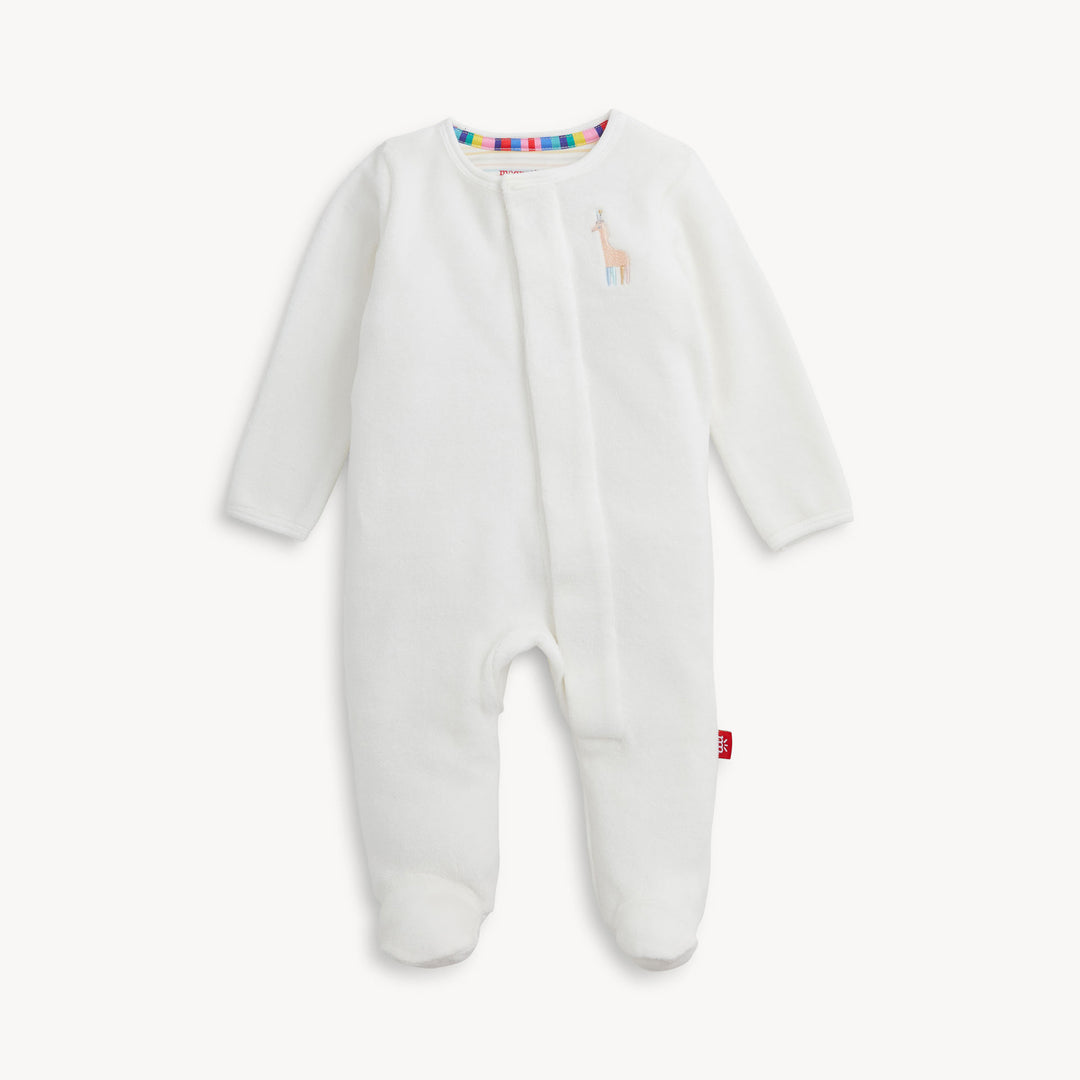 Magnetic Me Embroidery Giraffe Velour Footie
