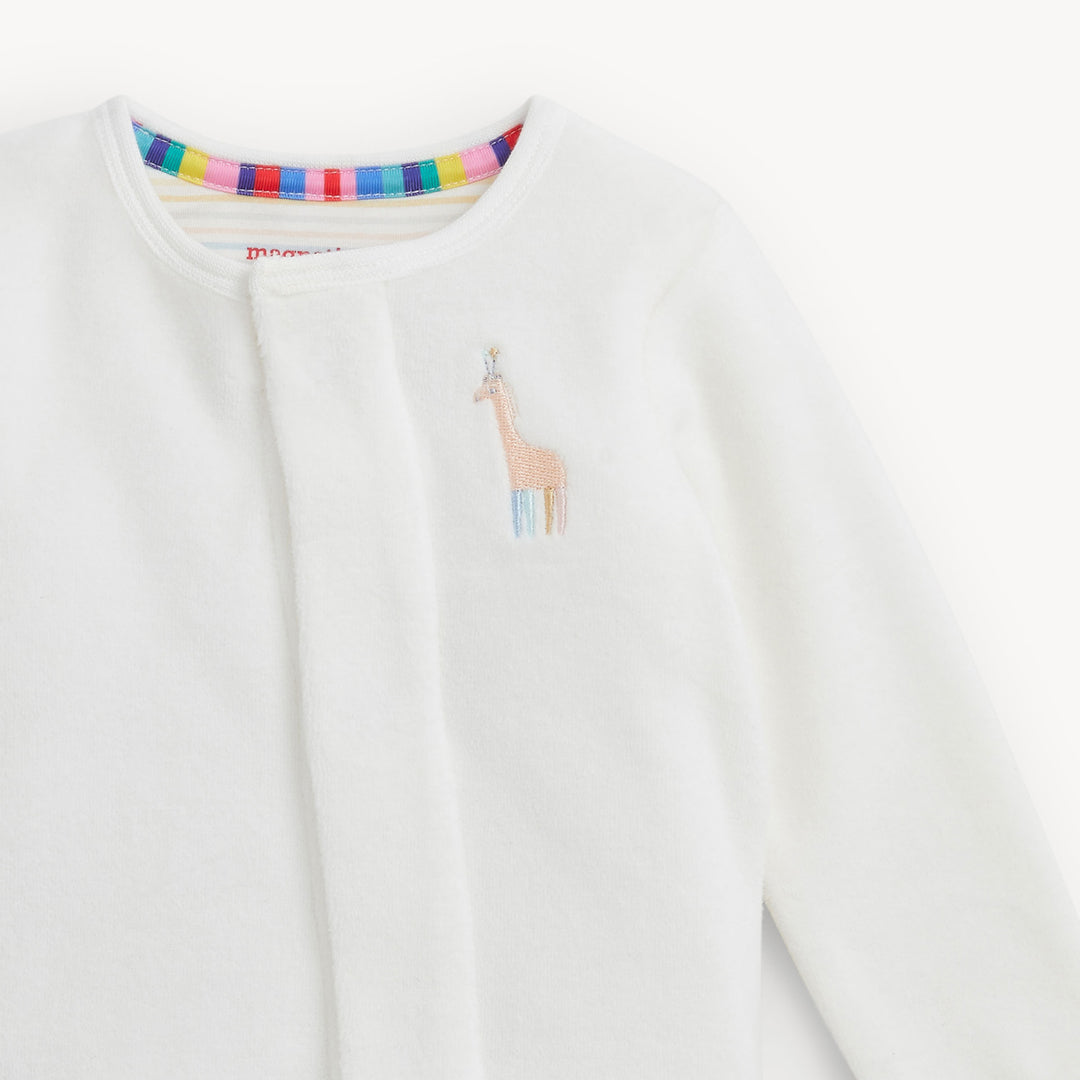 Magnetic Me Embroidery Giraffe Velour Footie detail