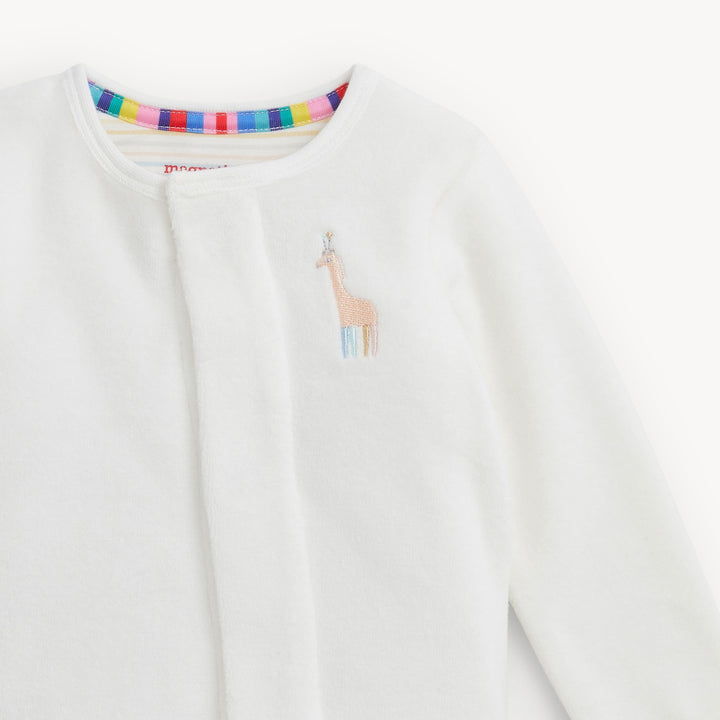Magnetic Me Embroidery Giraffe Velour Footie detail