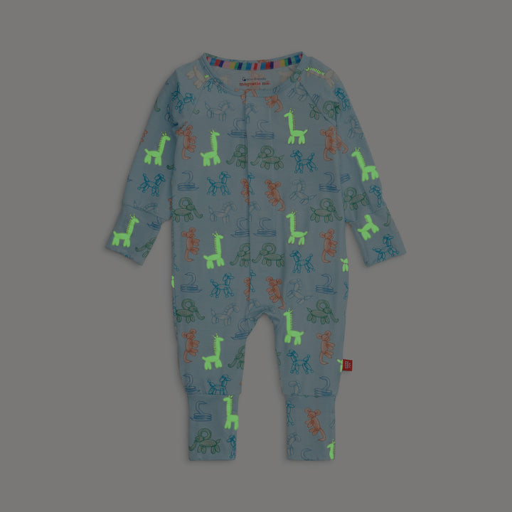 Magnetic Me Party Animals Glow in the Dark Footie glowing