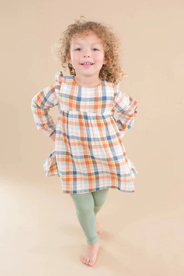 Angel Dear Plaid Dress & Leggings Set model