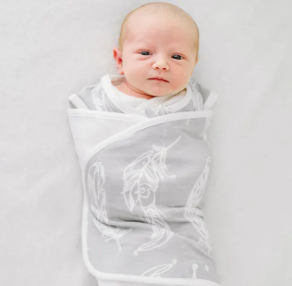 Nest Designs Feather Gray Swaddle Sleep Bag model vertical