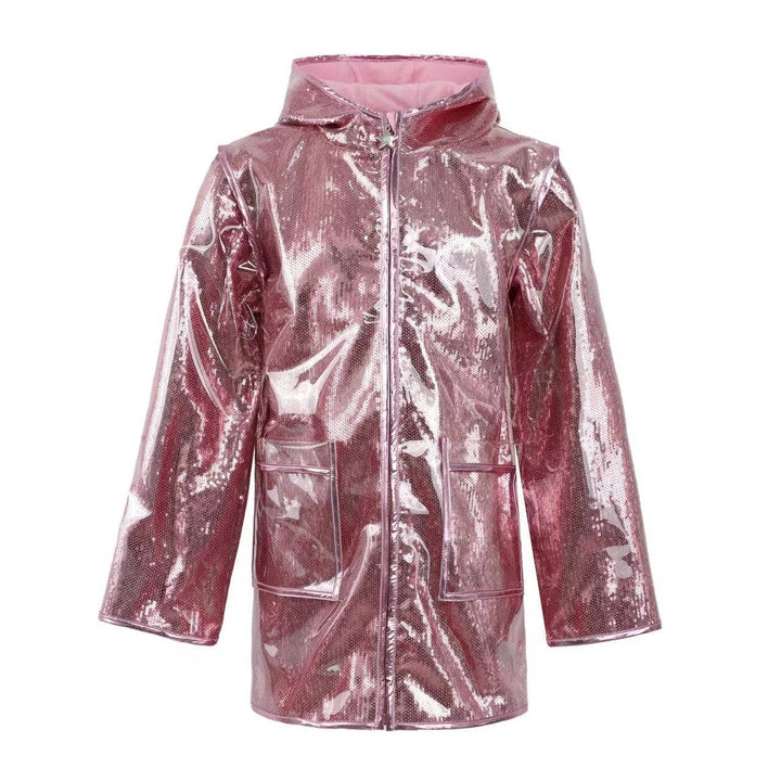 Lola + The Boys Rose Sequin Rain Jacket