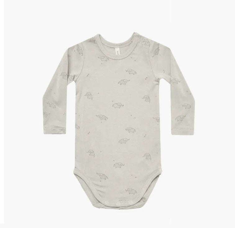 Quoncy Mae bamboo Elephants Bodysuit