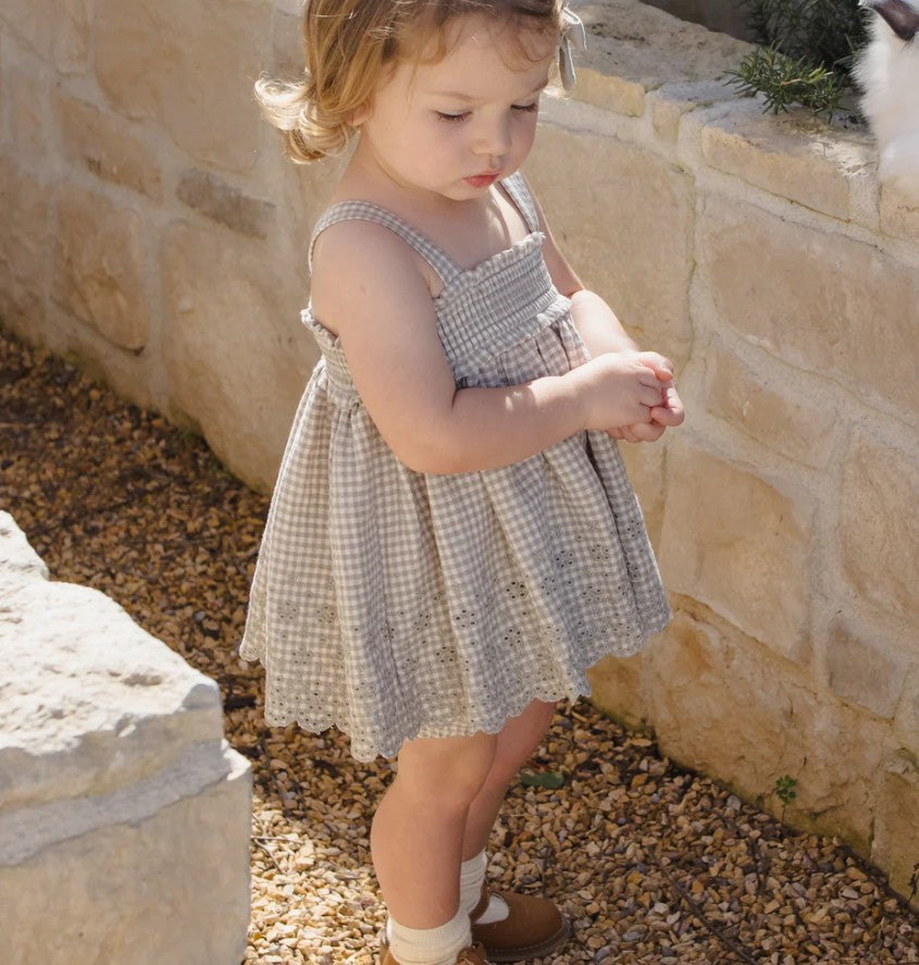 Quincy Mae Mae Gingham Top & Bloomer Set model