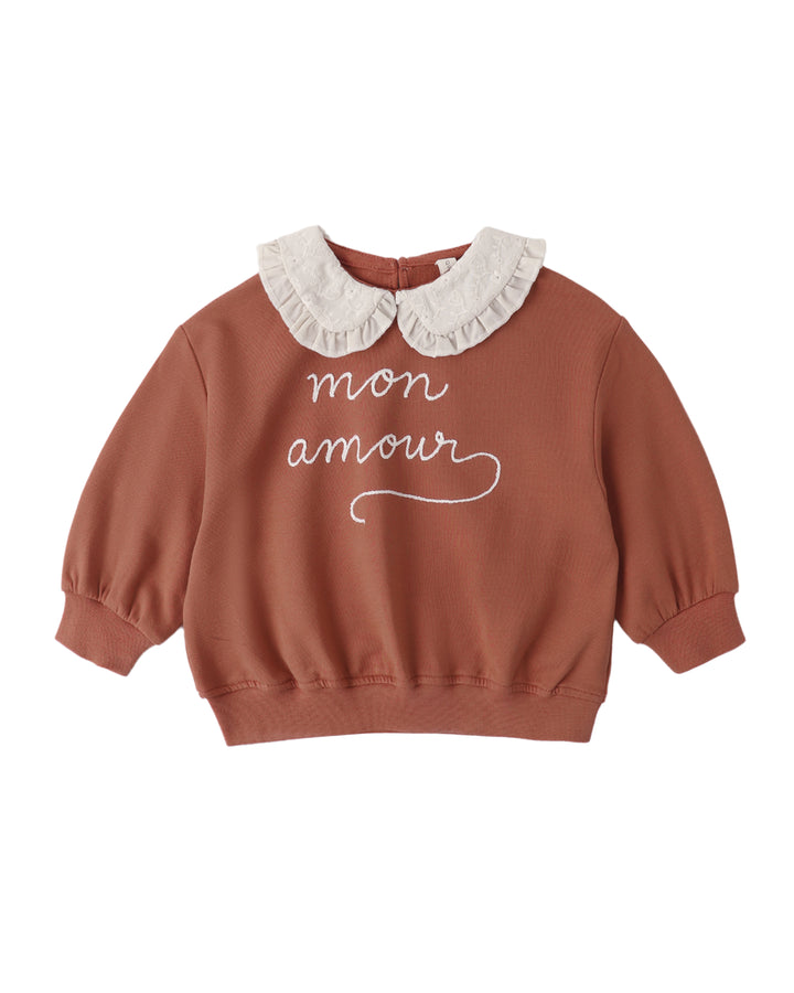 Quincy Mae Mon Amour Collared Sweatshirt